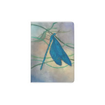 Watercolor Blue Dragonfly Passport Cover