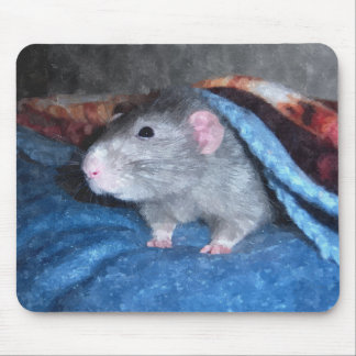 Watercolor Blue Dumbo Rat Mouse Pad