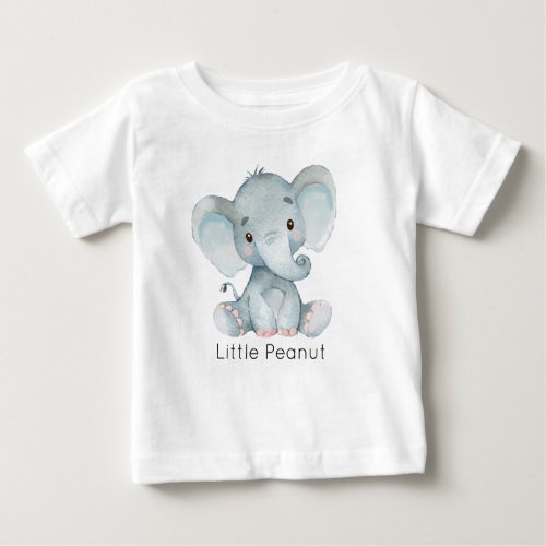 Watercolor Blue Elephant  Baby T_Shirt