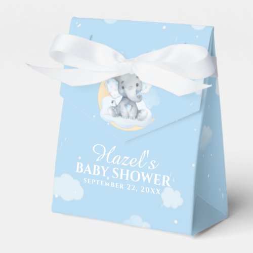 Watercolor Blue Elephant Boy Baby Shower Thank You Favor Boxes