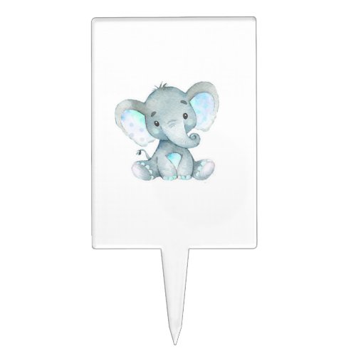 Watercolor Blue Elephant  Cake Topper