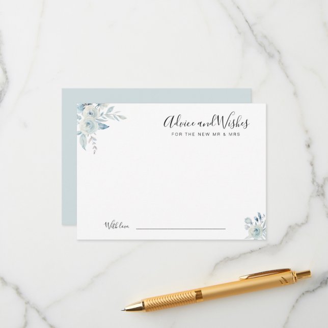 watercolor blue floral advice and wishes (Front/Back In Situ)