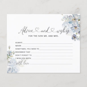 Watercolor blue floral advice and wishes card