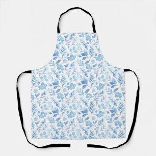 Watercolor Blue Floral Apron