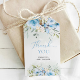 Watercolor blue floral baby shower gift tags