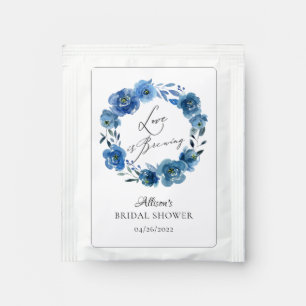 Watercolor Blue Floral Bridal Shower Tea Bag Drink Mix