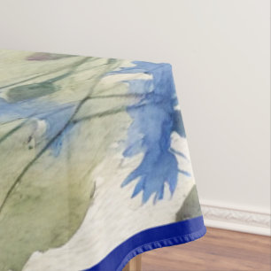 Watercolor Blue Floral Cornflower Germany med Tablecloth