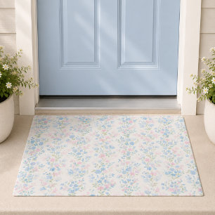 Watercolor Blue Floral Doormat