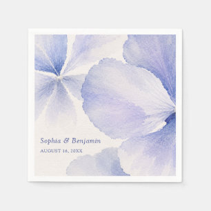 Watercolor Blue Floral Garden Party Custom Wedding Napkins