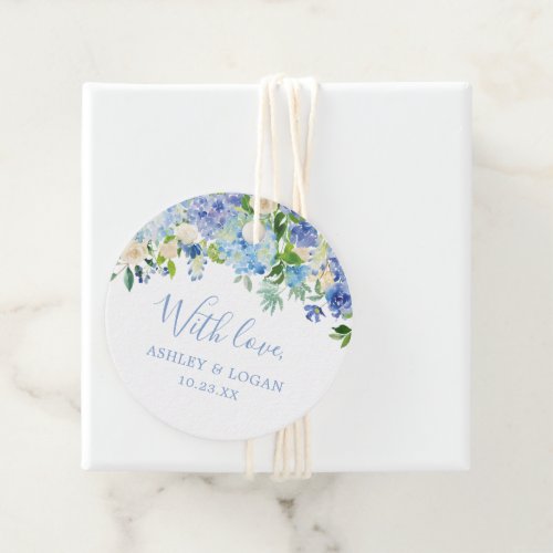 Watercolor Blue Floral Hydrangea Wedding Favor Tags