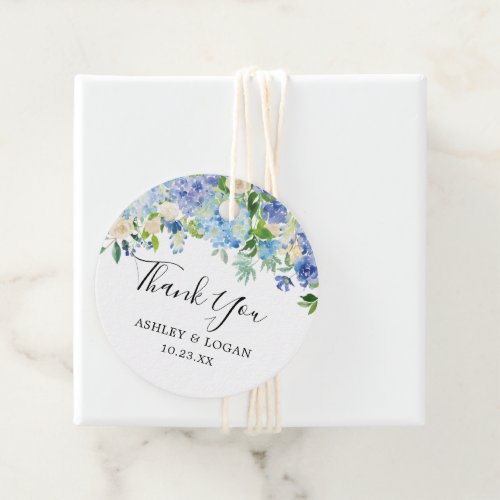 Watercolor Blue Floral Hydrangea Wedding Thank You Favor Tags
