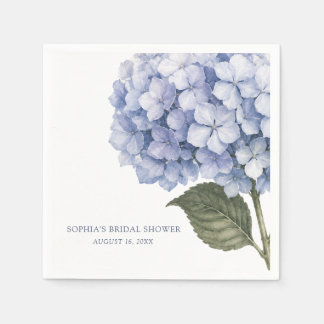 Watercolor Blue Floral Luxury Custom Bridal Shower Napkins