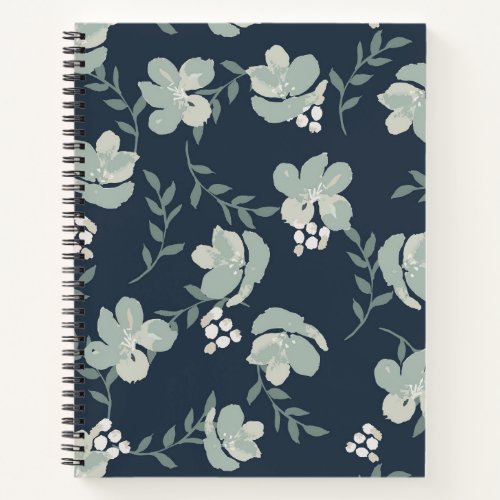 Watercolor Blue Floral Notebook