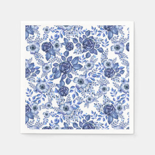 Watercolor Blue Floral pattern Napkins