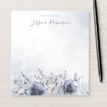 Watercolor Blue Floral Personalized Notepad<br><div class="desc">Elegant modern floral notepad featuring dusty blue whimsical watercolor flowers like roses,  anemones and foliage with handwritten calligraphy.</div>