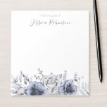 Watercolor Blue Floral Personalized Notepad<br><div class="desc">Elegant modern floral notepad featuring dusty blue whimsical watercolor flowers like roses,  anemones and foliage with handwritten calligraphy.</div>
