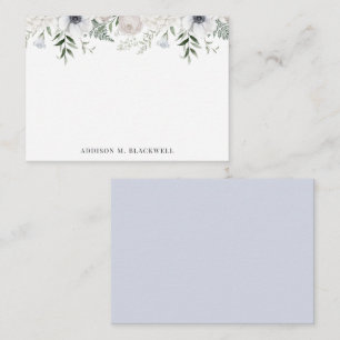 Watercolor Blue Floral Personalized Stationery Note Card