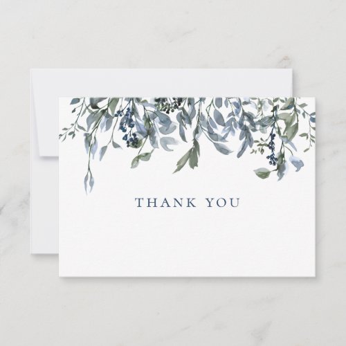 Watercolor Blue Floral Thank You Note Card