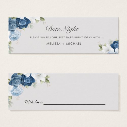 Watercolor Blue Floral Wedding Date Night Jar Card