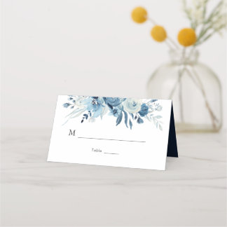 Watercolor blue floral wedding place card