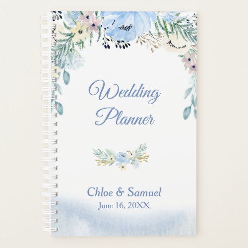 Watercolor Blue Floral Wedding Planner