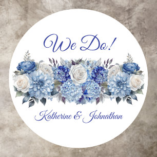 Watercolor Blue Flower Bouquet-Wedding Ceremony- Floor Decals