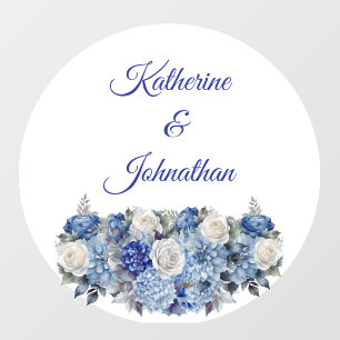 Watercolor Blue Flower Bouquet-Wedding Ceremony- Floor Decals