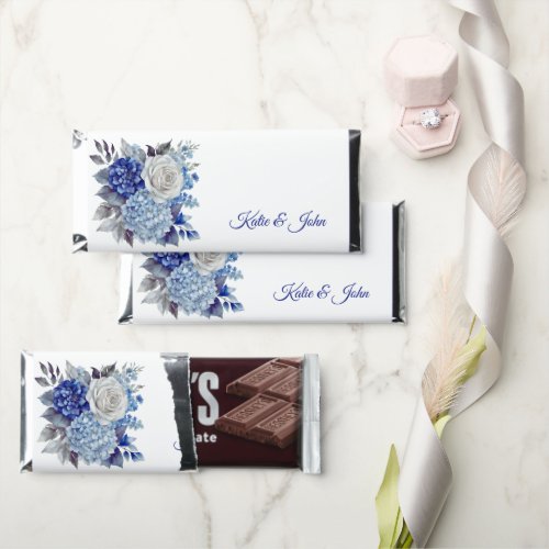 Watercolor Blue Flower Bouquet_Wedding Favor_ Hershey Bar Favors