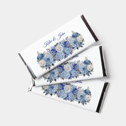 Watercolor Blue Flower Bouquet_Wedding Favor_ Hershey Bar Favors