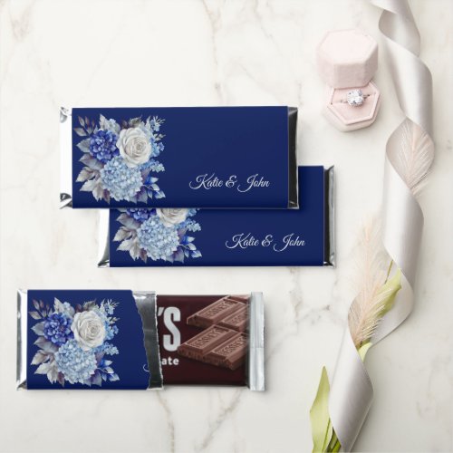 Watercolor Blue Flower Bouquet_Wedding Favor_ Hershey Bar Favors