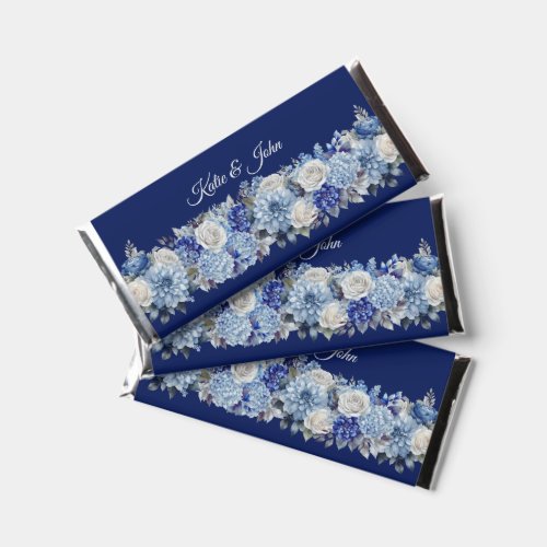 Watercolor Blue Flower Bouquet_Wedding Favor_ Hershey Bar Favors