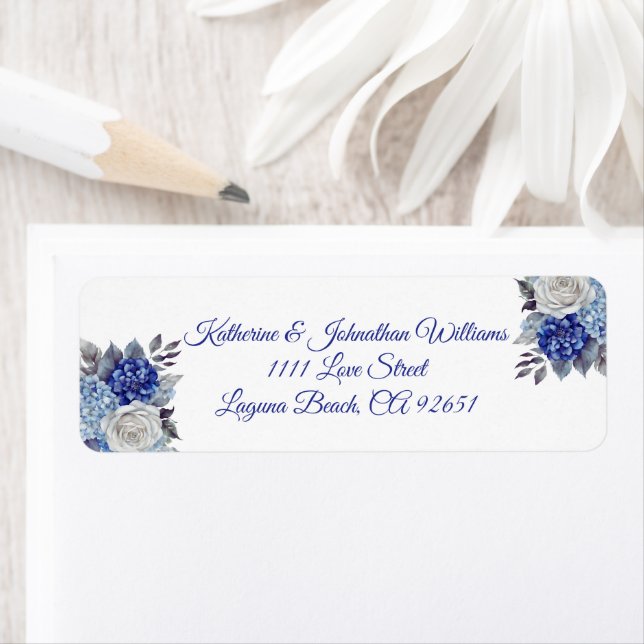 Watercolor Blue Flower Bouquet-Wedding- Label (Insitu)