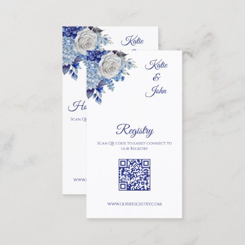 Watercolor Blue Flower Bouquet_Wedding Registry_ Business Card