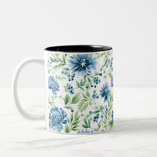 Watercolor Blue Flower Mug (Left)