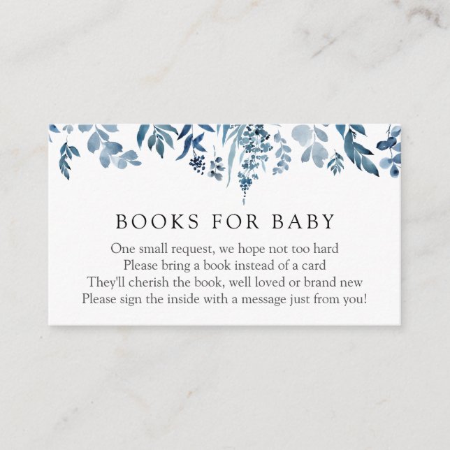 Watercolor Blue Flowers Books for Baby insert card (Front)