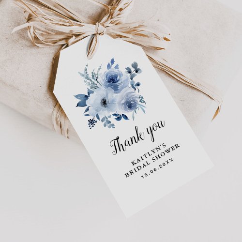 watercolor blue flowers bridal shower gift tags