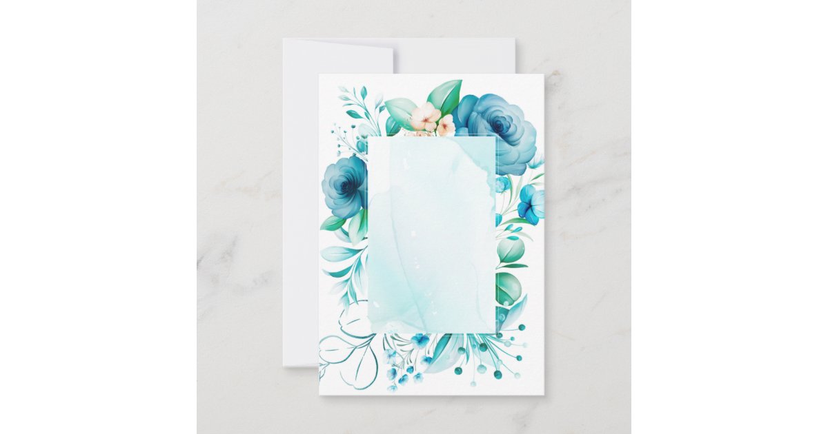 Watercolor blue flowers card, create your own tha thank you card | Zazzle