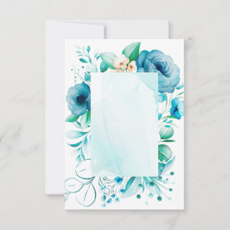 Watercolor blue flowers card, create your own tha thank you card