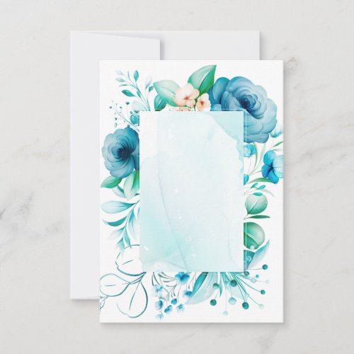Watercolor blue flowers card create your own  tha thank you card