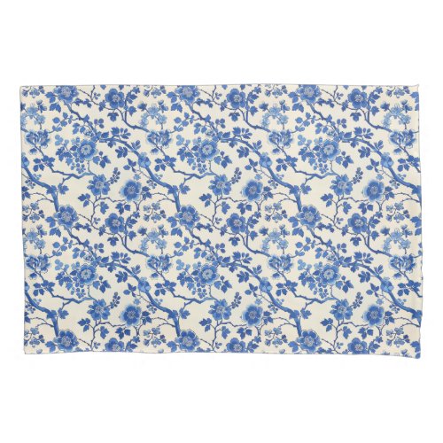 Watercolor blue flowers Chinoiserie design Pillow Case
