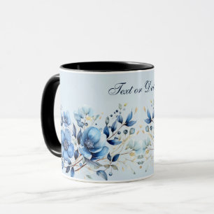 Watercolor Blue Flowers Coffee Mug