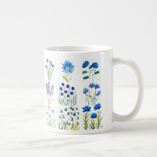 Watercolor Blue Flowers Collection Chic Rustic Coffee Mug