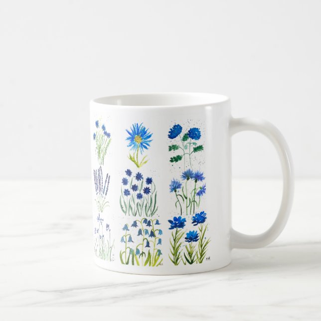 Watercolor Blue Flowers Collection Chic Rustic Coffee Mug (Right)