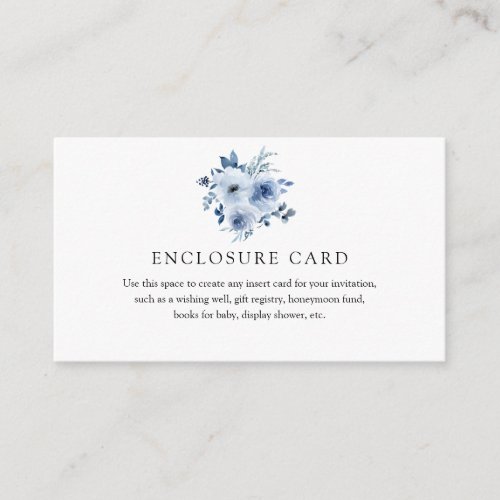 Watercolor Blue Flowers Enclosure Card