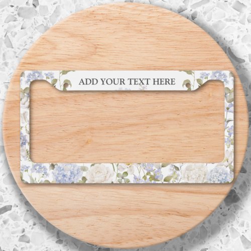 Watercolor Blue Flowers Floral Elegant Monogram License Plate Frame
