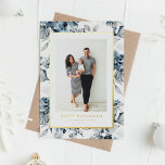 Watercolor Blue Flowers Happy Hanukkah Photo Foil Holiday Card<br><div class="desc">Happy Hanukkah! Send holiday cheer to friends and family with this whimsical,  elegant and festive photo holiday card. This Hanukkah card features watercolor blue flowers. Personalize by adding your details. This gold foil Hanukkah card is available in colours are available.</div>