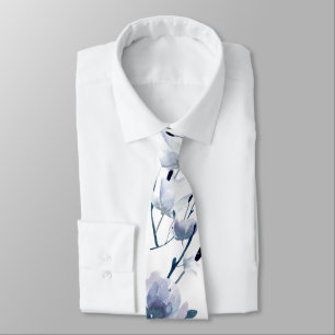 watercolor blue flowers neck tie
