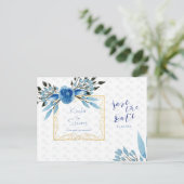 Watercolor Blue Flowers Save The Date Wedding Announcement Postcard (Standing Front)
