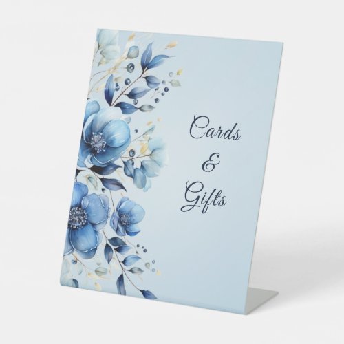 Watercolor Blue Flowers Tabletop Signs