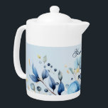 Watercolor Blue Flowers Teapot<br><div class="desc">Beautiful Watercolor Blue Flowers Teapot</div>